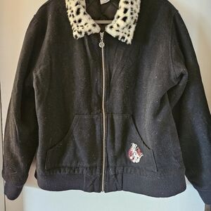 Black Jacket with Faux Fur Collar
